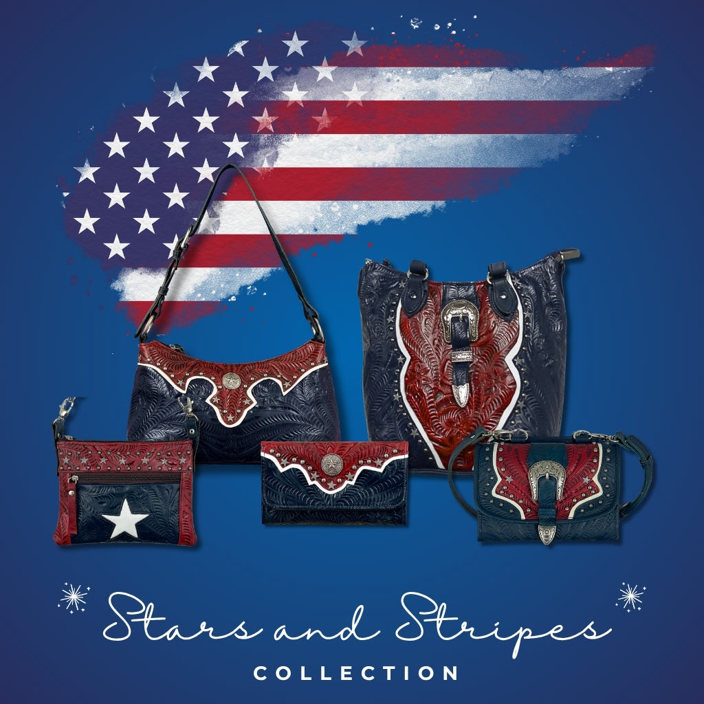 Stars and Stripes collection in front of a fading image of American flag