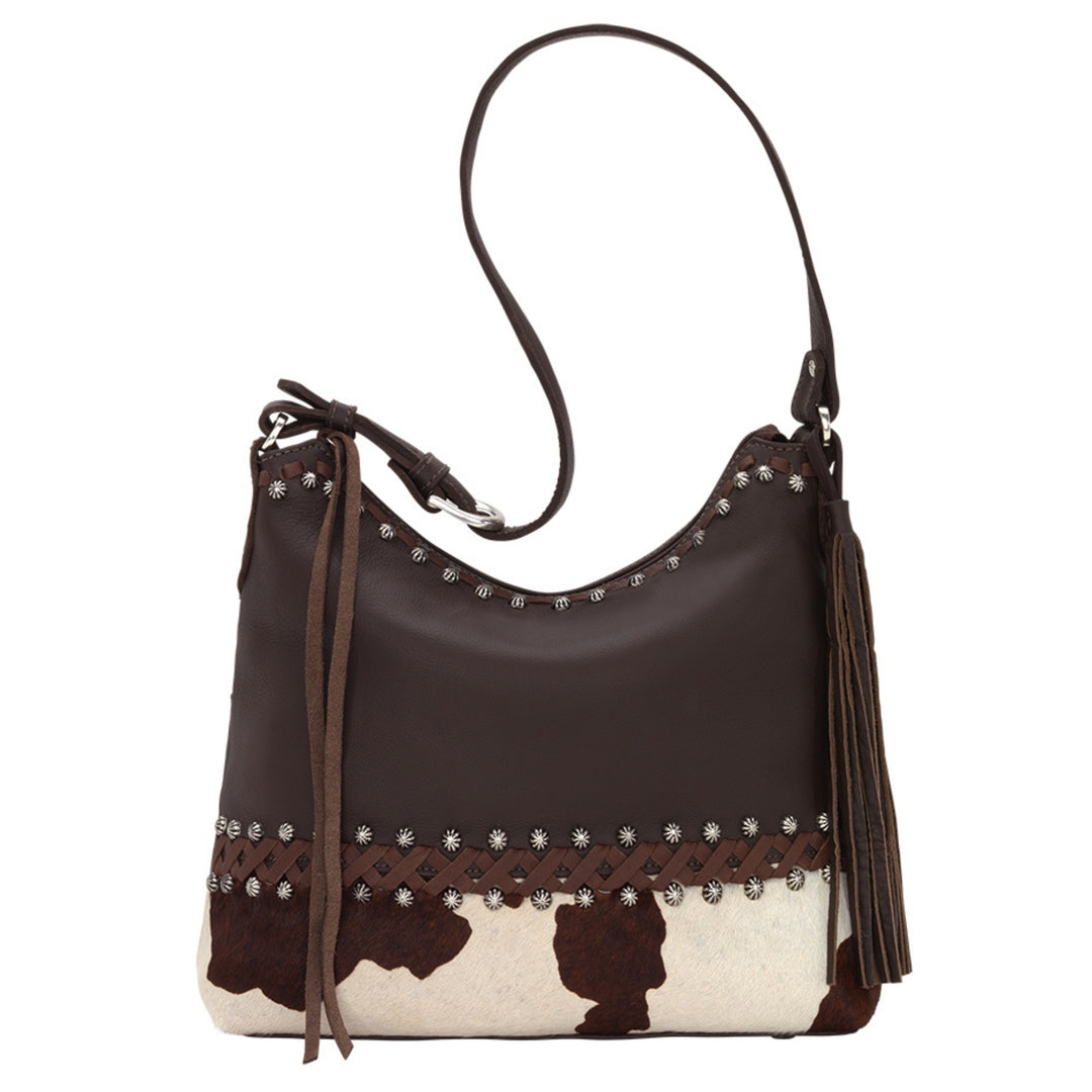 Wild Horses shoulder bag in pony with hair-on hide leather and stitching