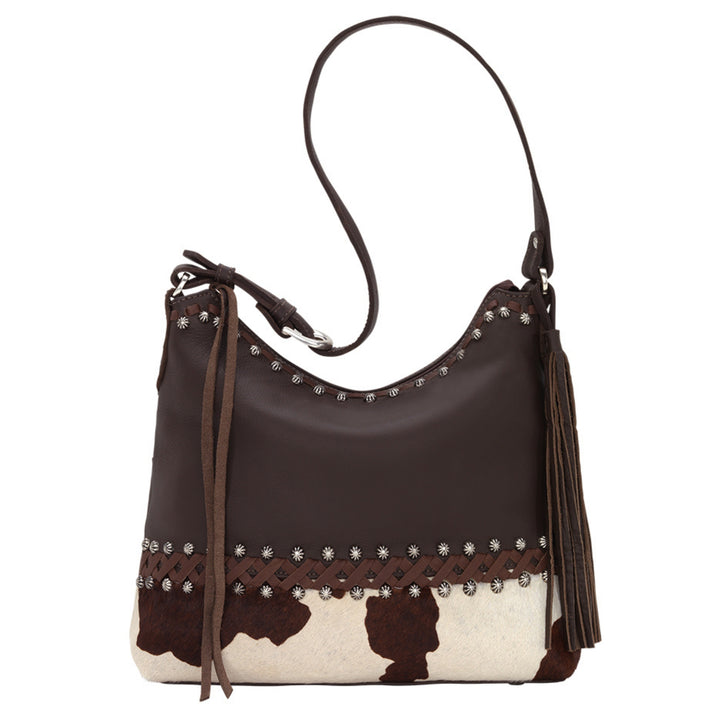 Wild Horses shoulder bag in pony with hair-on hide leather and stitching