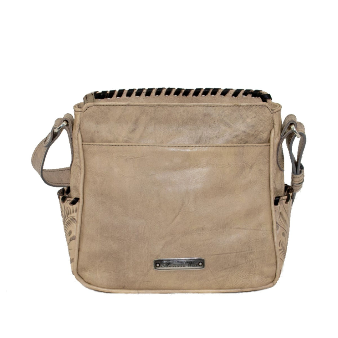 Back view of Gypsy Patch crossbody bag bag in sand