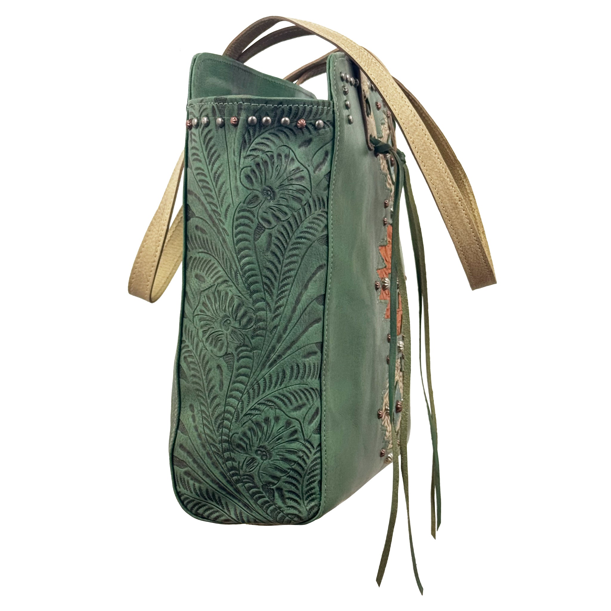 Navajo Soul Zip-Top Tote – Hand Tooled Genuine Leather – American