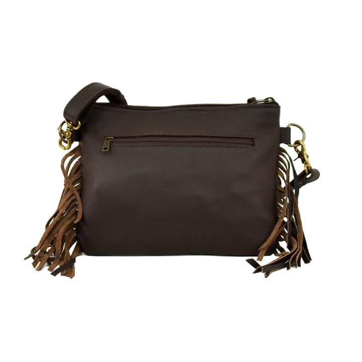 Back view of handbagon a white background
