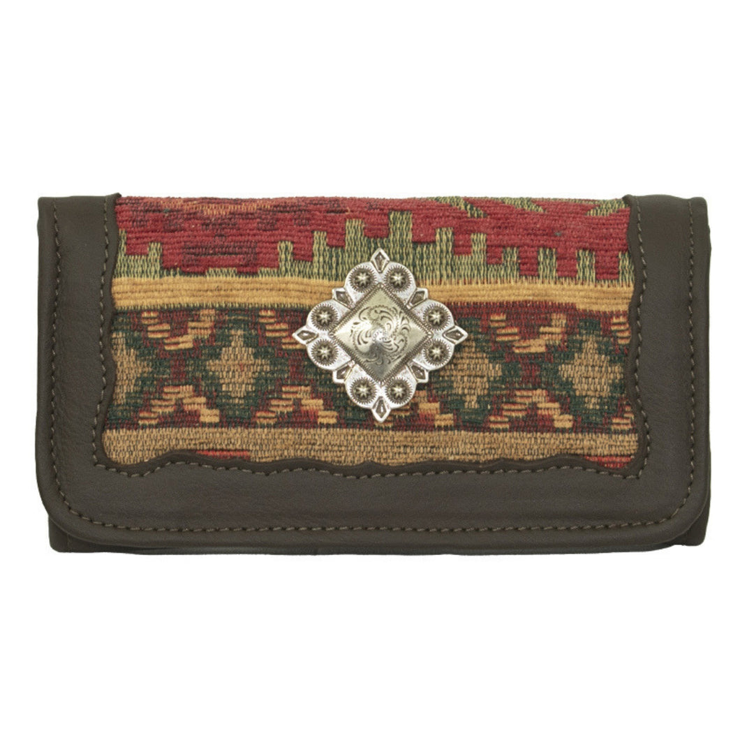 Woven Tapestry tri-fold wallet in woven tapestry with cocho