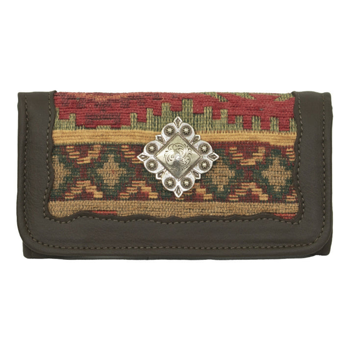 Woven Tapestry tri-fold wallet in woven tapestry with cocho