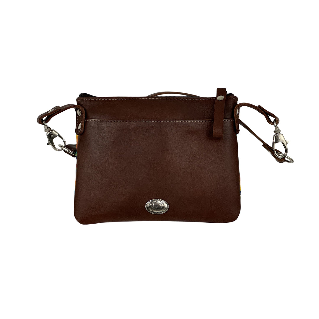 Back view of Maká Festive crossbody bag/hip bag in brown