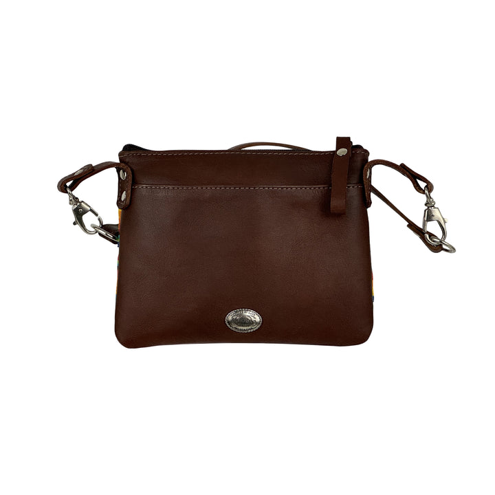 Back view of Maká Festive crossbody bag/hip bag in brown