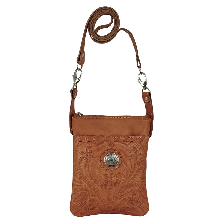 Harvest Moon Trail Rider Tall Crossbody - Hand Tooled Genuine Leather