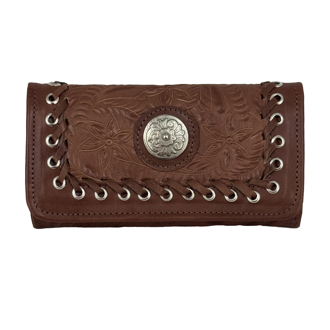 Harvest Moon Tri Fold Wallet – Hand Tooled Genuine Leather