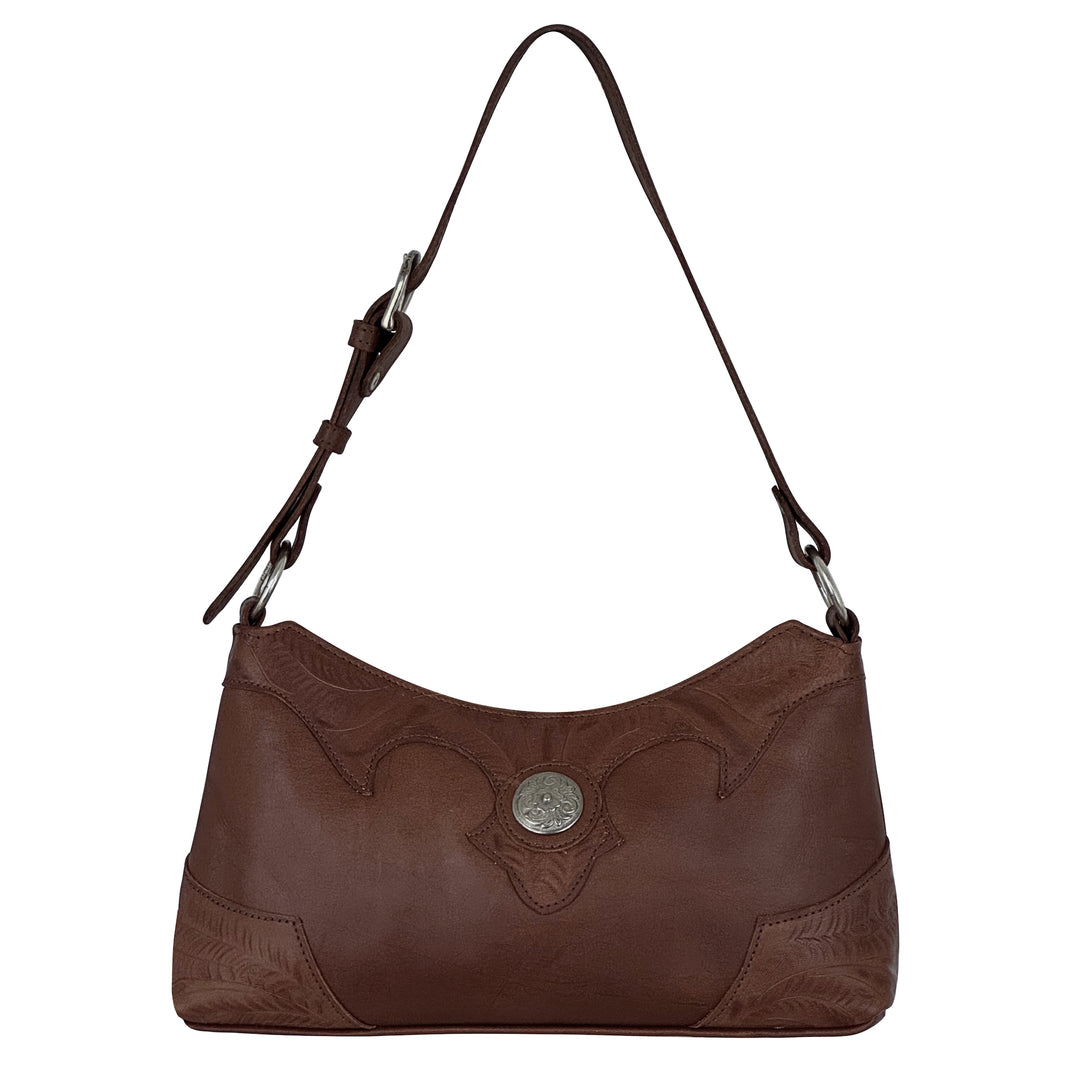 Harvest Moon Zip-Top Shoulder Bag – Hand Tooled Genuine Leather