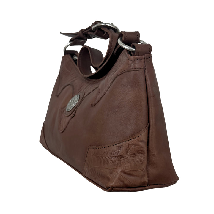 Harvest Moon Zip-Top Shoulder Bag – Hand Tooled Genuine Leather