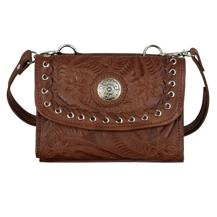 Harvest Moon Texas Two Step Crossbody Bag/Wallet – Hand Tooled Genuine Leather