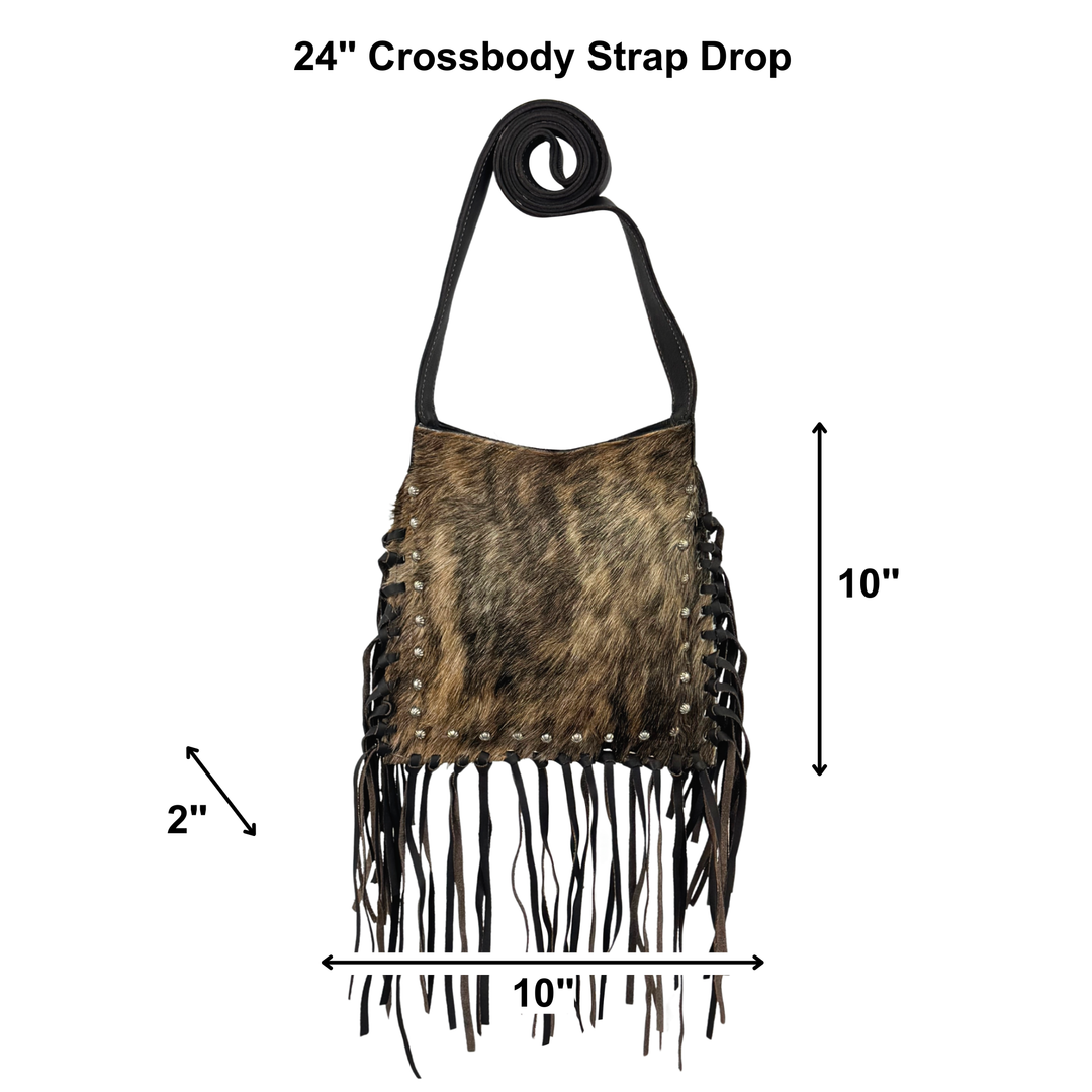 Cowtown Fringed Cowgirl Classic Crossbody - Hair On Hide Genuine Leather