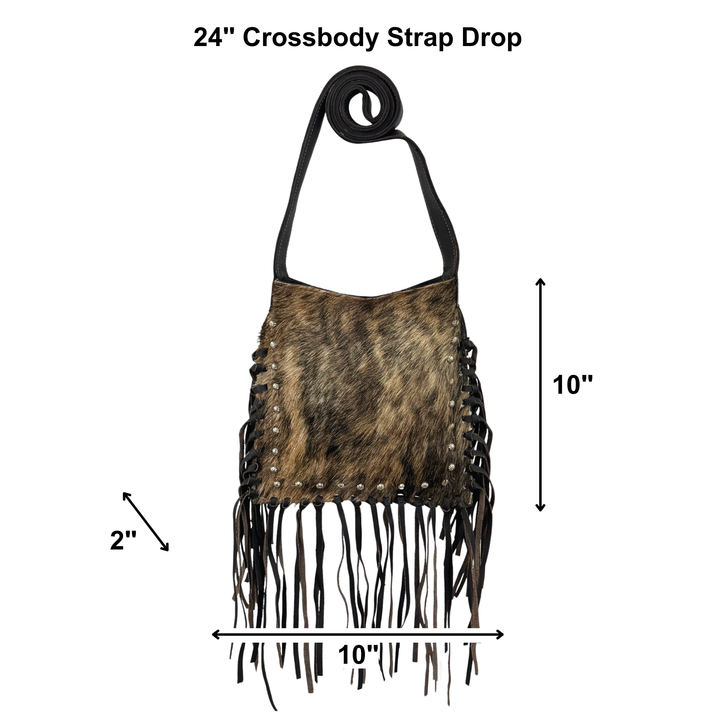 Cowtown Fringed Cowgirl Classic Crossbody - Hair On Hide Genuine Leather