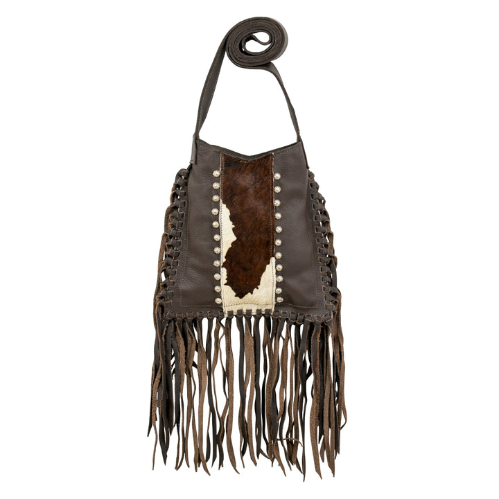 Fringed Cowgirl crossbody with fringe in chocolate brown with fringe accent