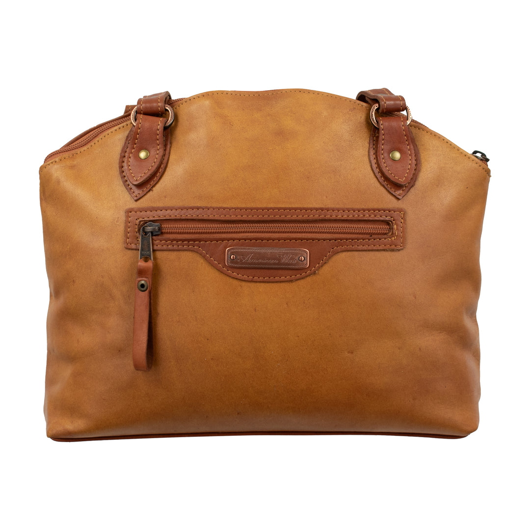 Back view of Texas Rose tote with zippered pocket