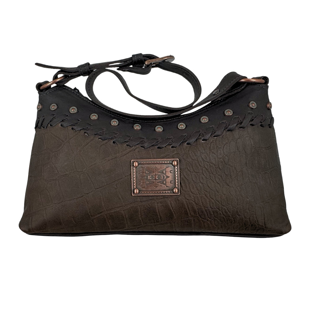 Croco Zip-Top Shoulder Bag – Genuine Leather