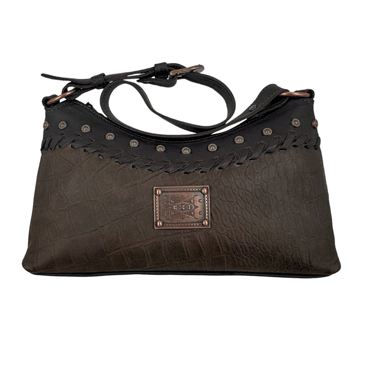 Croco Zip-Top Shoulder Bag – Genuine Leather