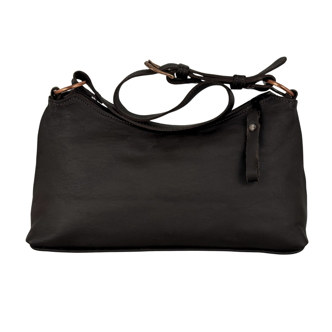 Croco Zip-Top Shoulder Bag – Genuine Leather