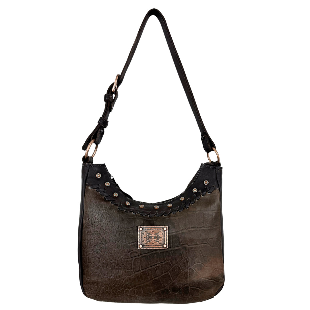 Croco Zip-Top Everyday Hobo – Genuine Leather