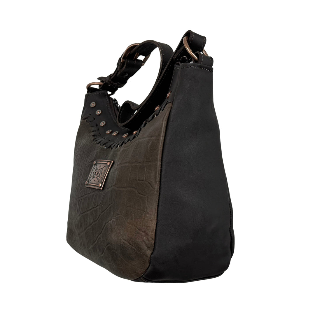 Croco Zip-Top Everyday Hobo – Genuine Leather