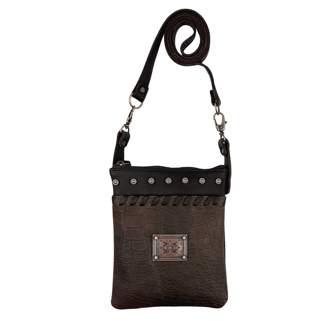 Croco Trail Rider Tall Crossbody – Genuine Leather