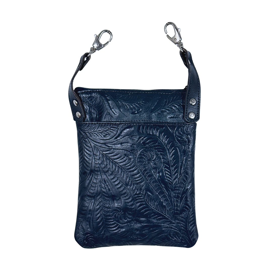 Stars and Stripes Trail Rider Tall Crossbody – Hand-Tooled Genuine Leather