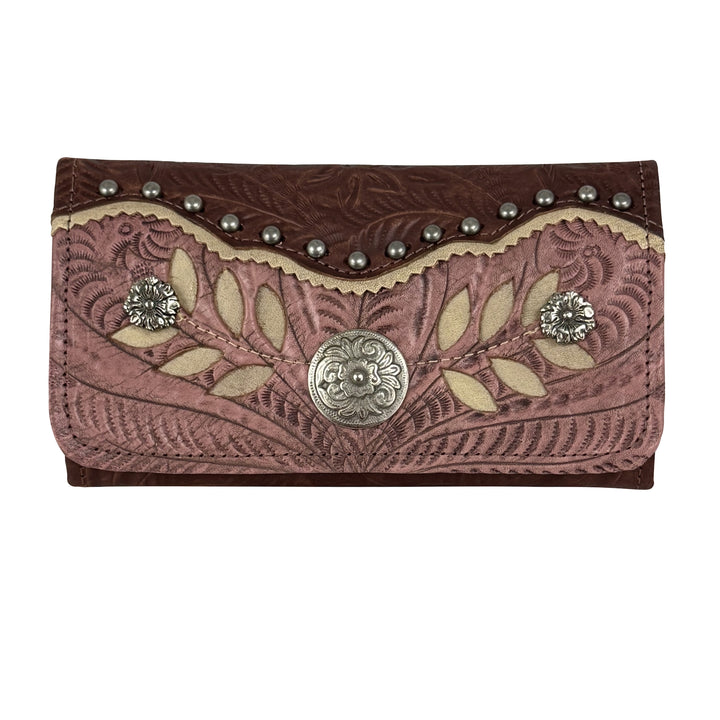 Woodland Bloom Tri-Fold Wallet - Hand Tooled Genuine Leather