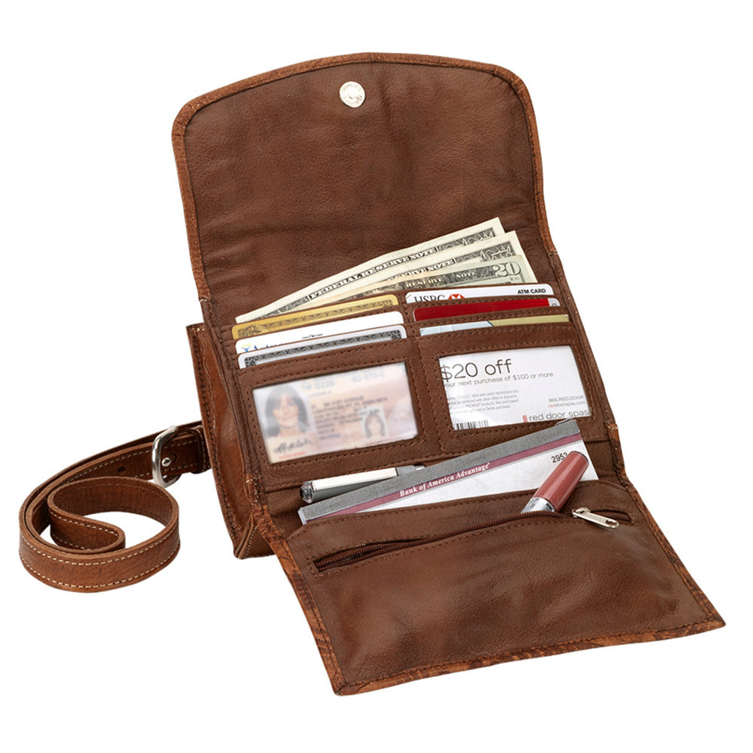 American West Woodland Bloom Small Crossbody Bag/Wallet – Hand Tooled Genuine Leather