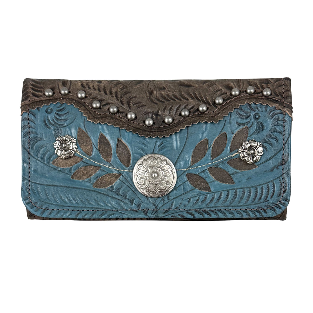 Woodland Bloom Tri-Fold Wallet - Hand Tooled Genuine Leather