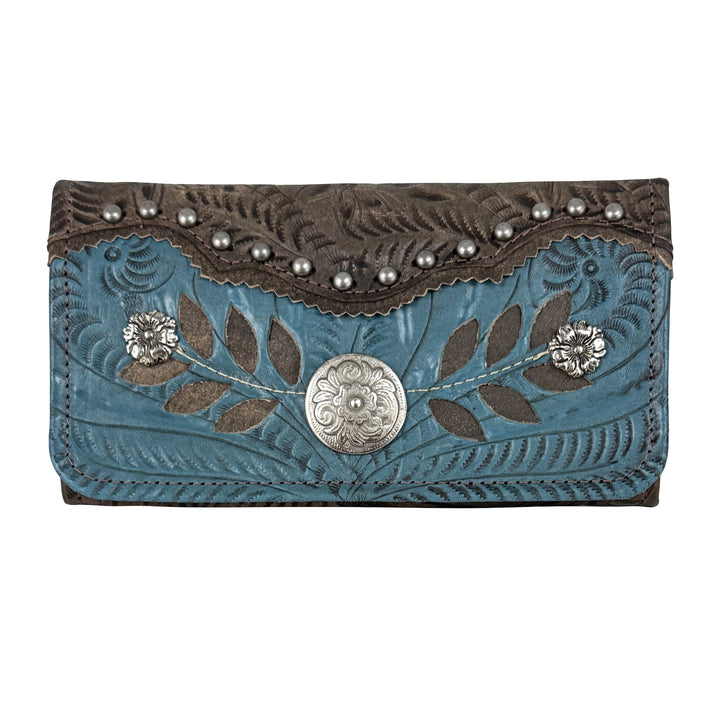 Woodland Bloom Tri-Fold Wallet - Hand Tooled Genuine Leather