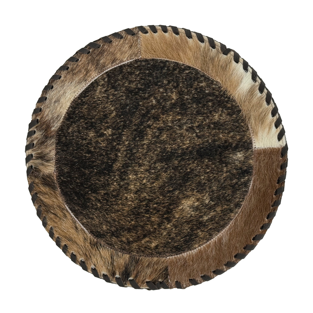 American West at Home coaster with brindle hair-on hide center