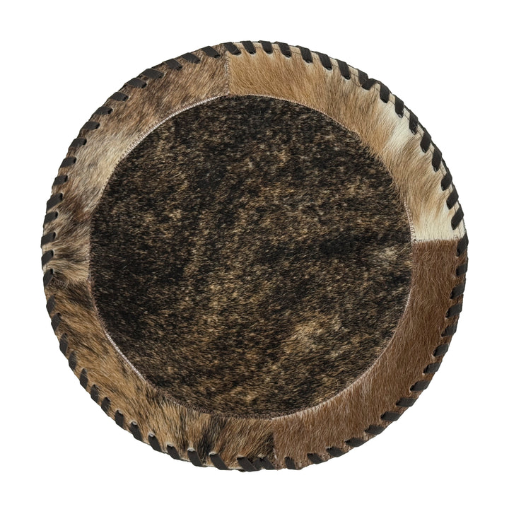 American West at Home coaster with brindle hair-on hide center