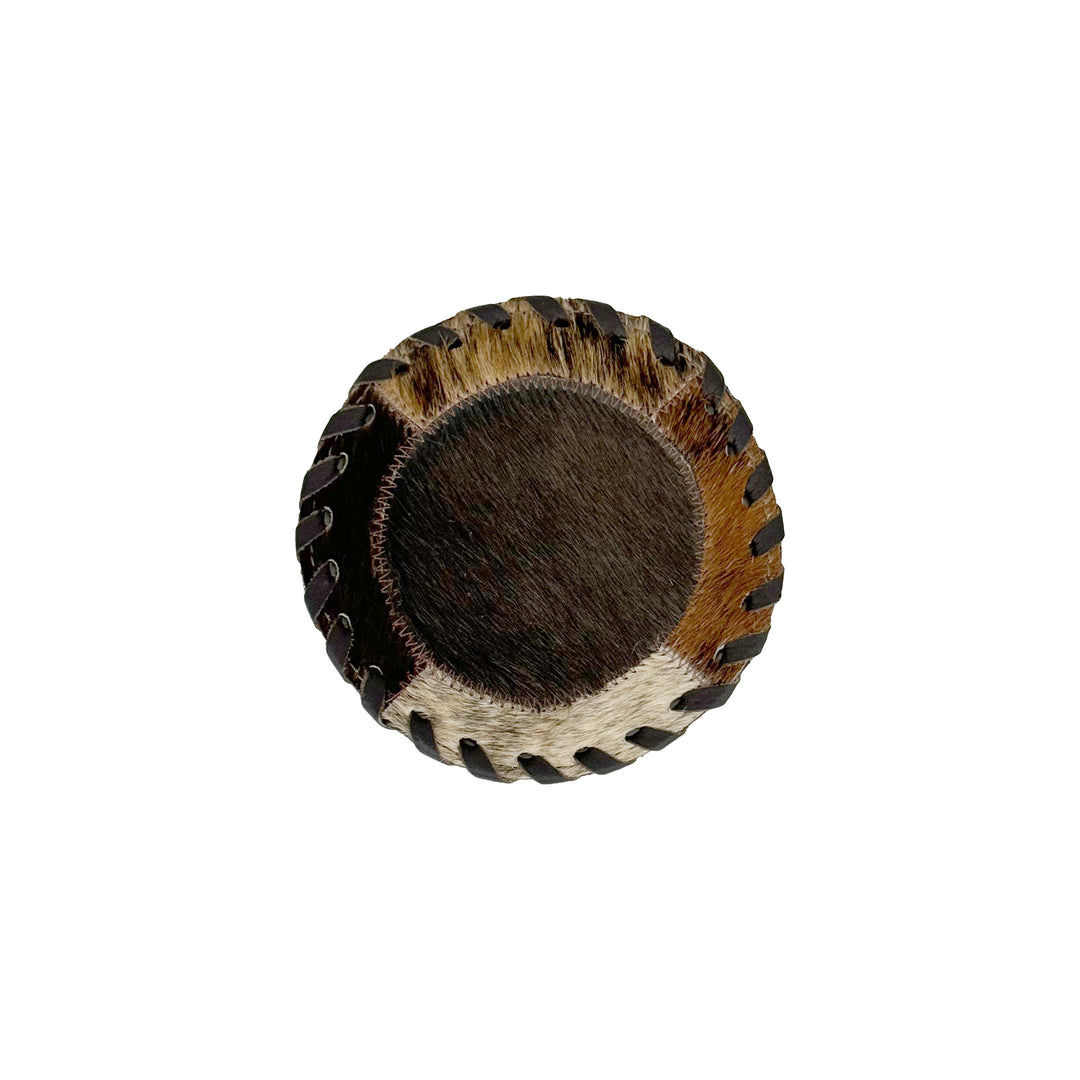 American West at Home coaster with brown hair-on hide center