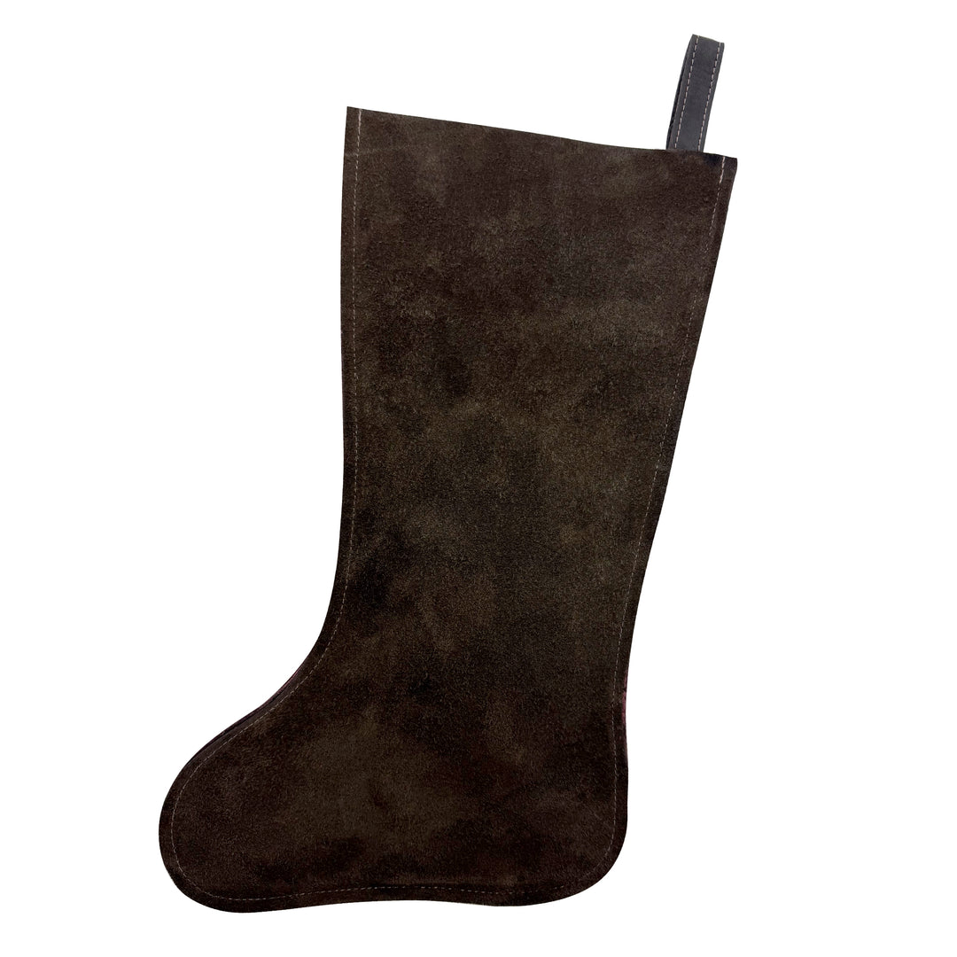 Back view of American West at Home Stocking crimson hair-on hide with suede leather backing