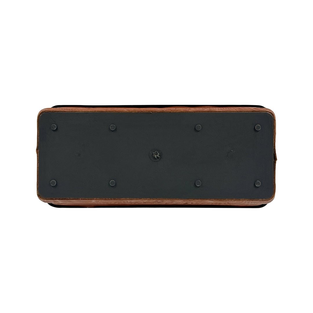 Bottom view of American West at Home fourteen inch rectangle planter in natural tan