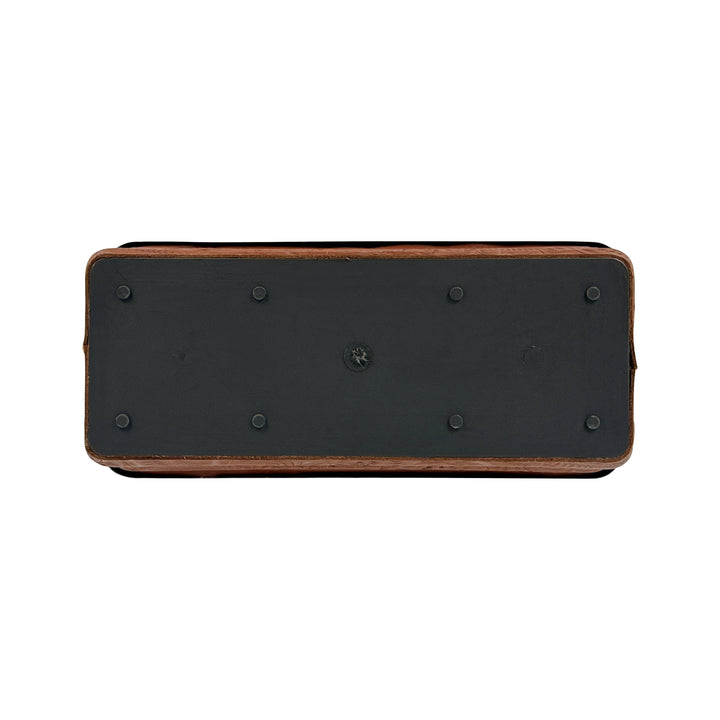 Bottom view of American West at Home fourteen inch rectangle planter in natural tan