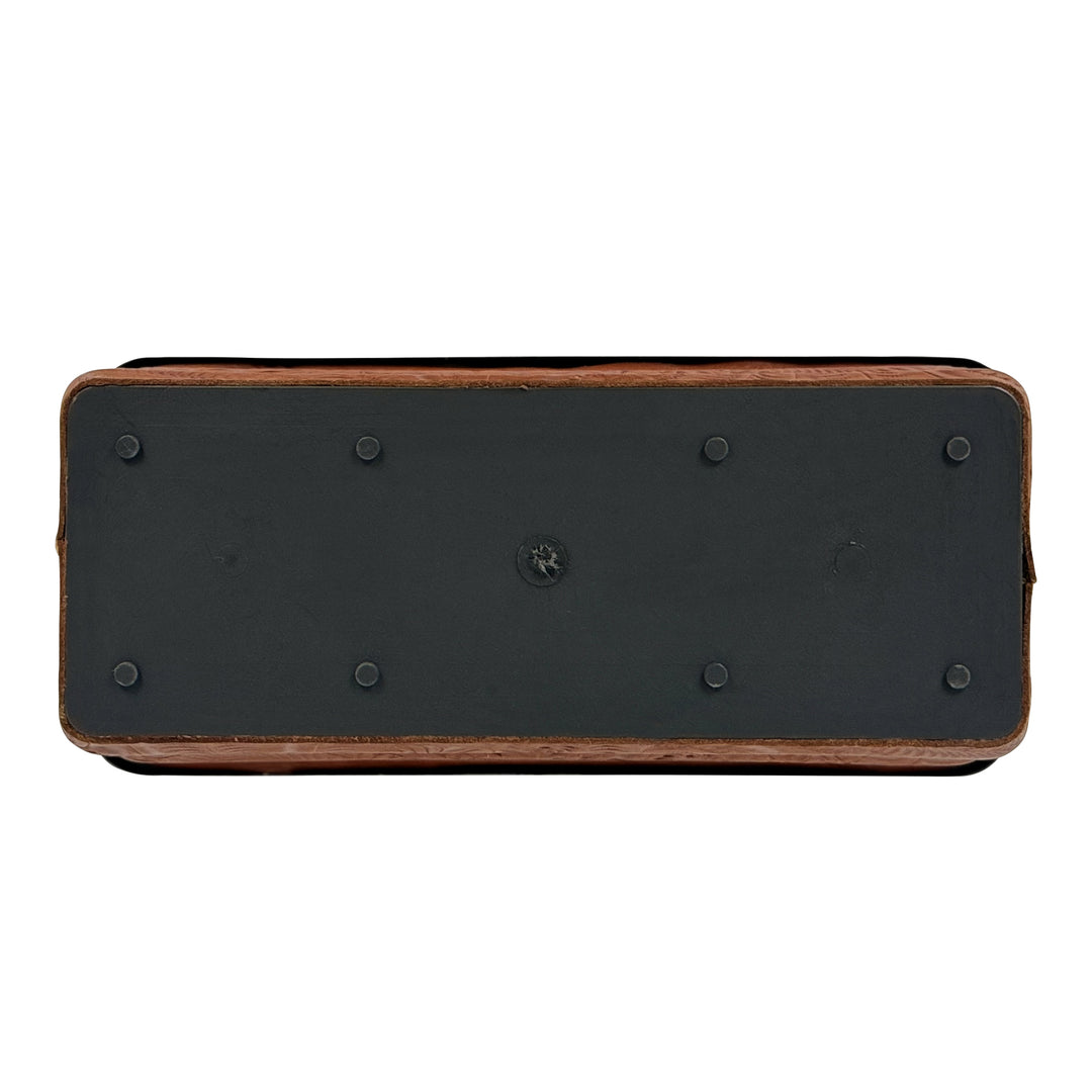 Bottom view of American West at Home eighteen inch rectangle planter in natural tan