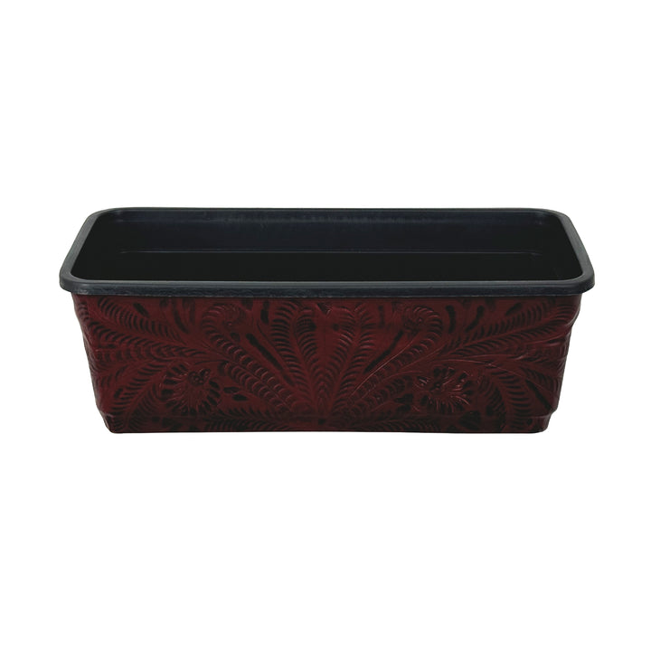 Top view of American West at Home fourteen inch rectangle planter in crimson