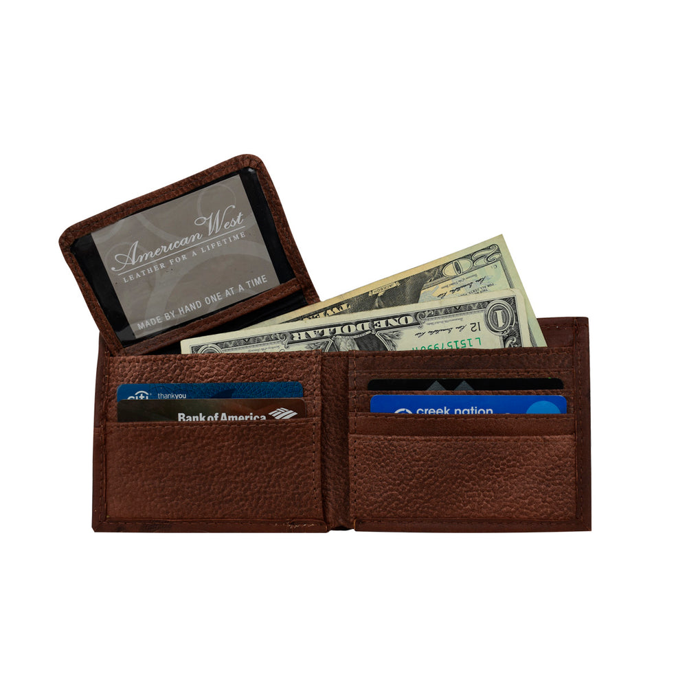 Inside view of Men's bifold wallet with multiple card and cash pockets