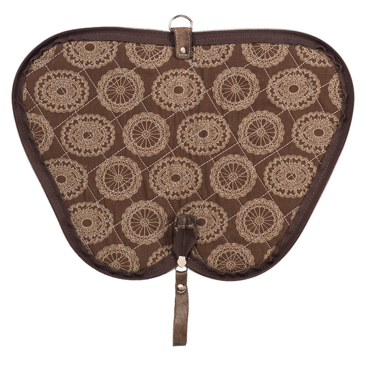 Inside view of Padded Gun Case in distressed charcoal brown
