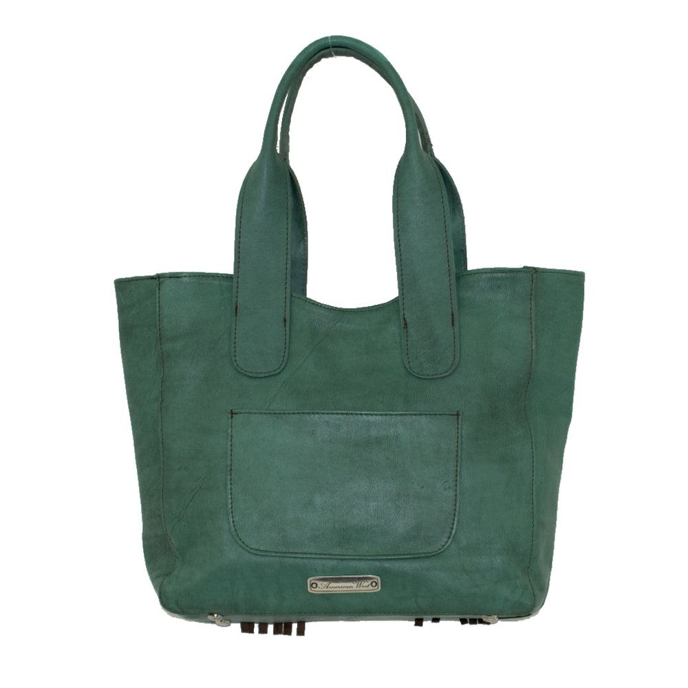 Back view of Gypsy Patch tote with slip pocket