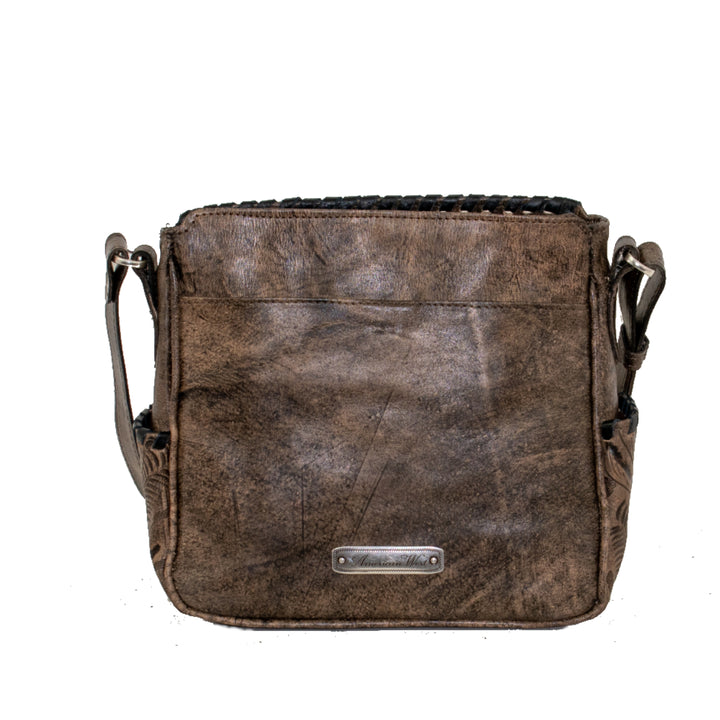 Back view of Gypsy Patch crossbody bag with slip pocket