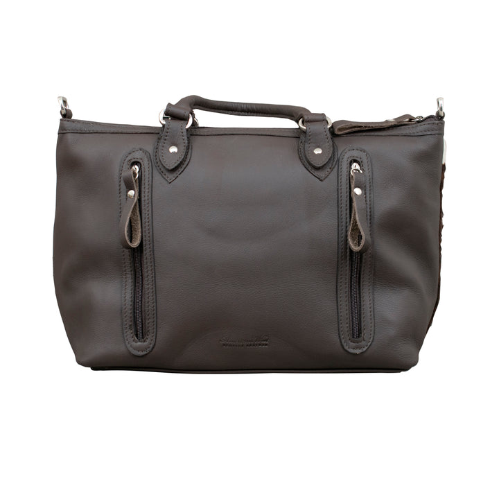 Back view of Cow Town conceal carry convertible satchel in pony
