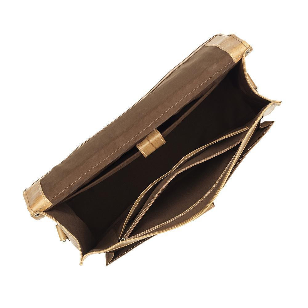 Back view of Classic Travel multi-compartment briefcase with zippered pocket