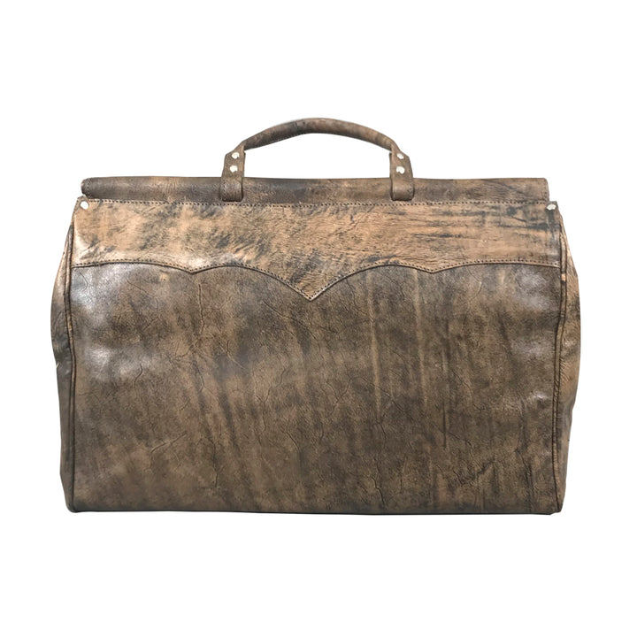 Back view of Cowtown duffel bag with front pockets