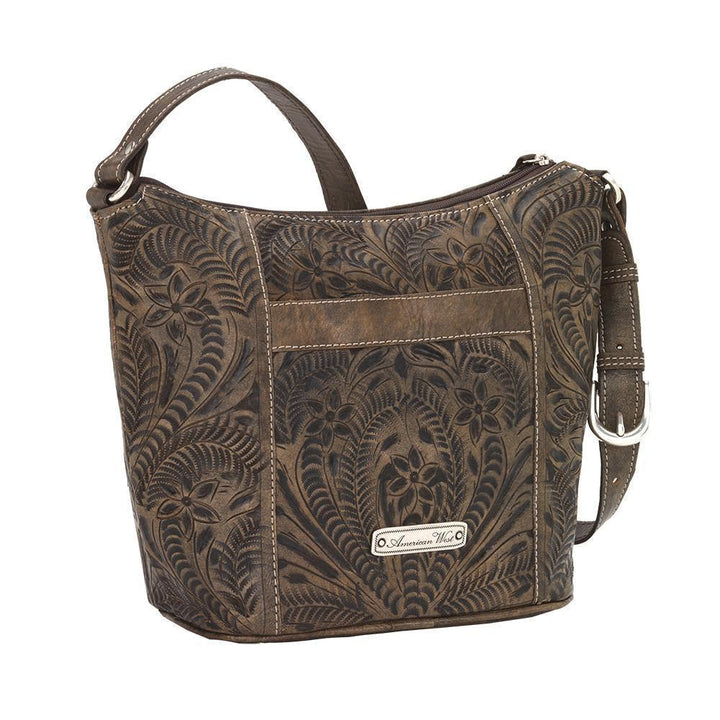Back view of Hill Country bucket tote