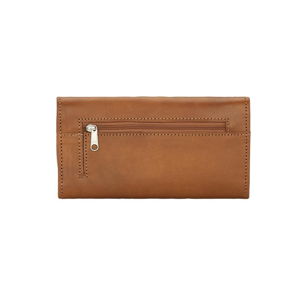 Back view of Mohave Canyon tri-fold wallet with zippered pocket