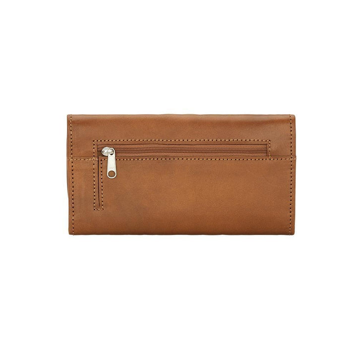 Back view of Mohave Canyon tri-fold wallet with zippered pocket