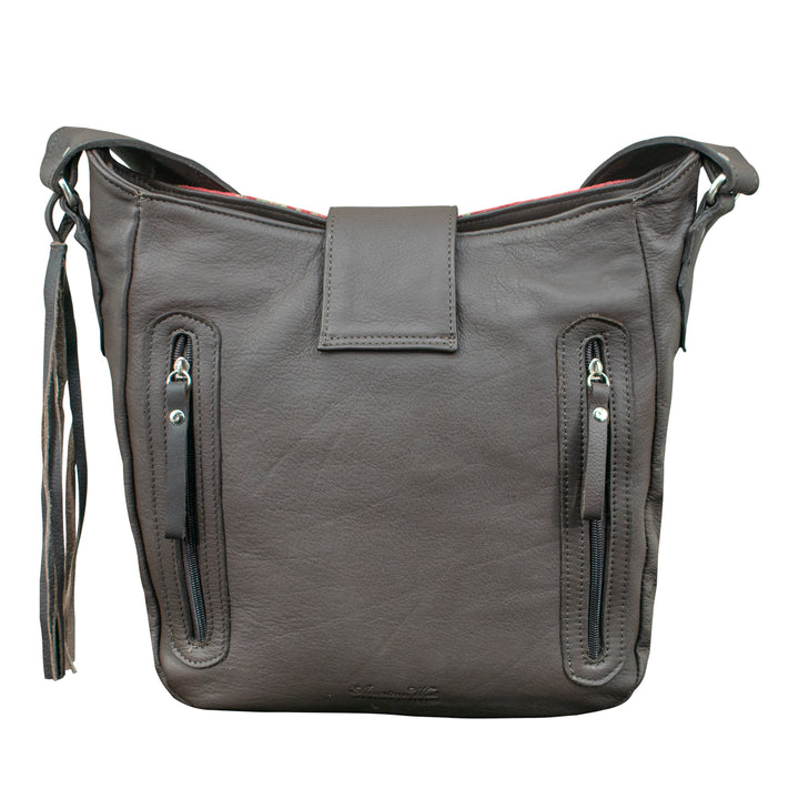 Back view of Woven Tapestry conceal carry shoulder bag in woven tapestry
