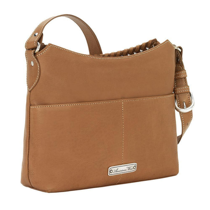 Harvest Moon Zip Top Shoulder Bag - Hand Tooled Genuine Leather
